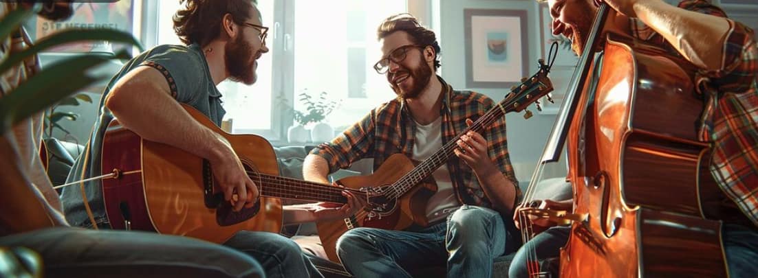 Bunch of musicians jamming together