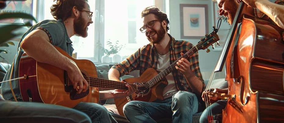 Bunch of musicians jamming together